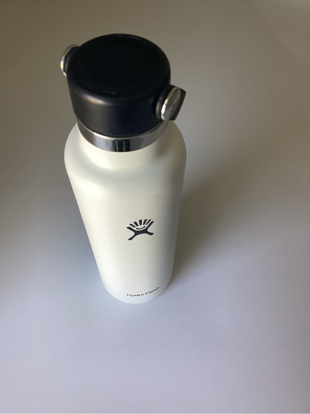 Hydro Flask White Bottle with Black Lid